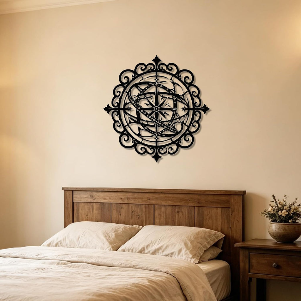 Celestial Armillary Sphere Metal Wall Art, Metal Signs, Metal Outdoor Decor, WallArt Decor, Gothic Middle Ages