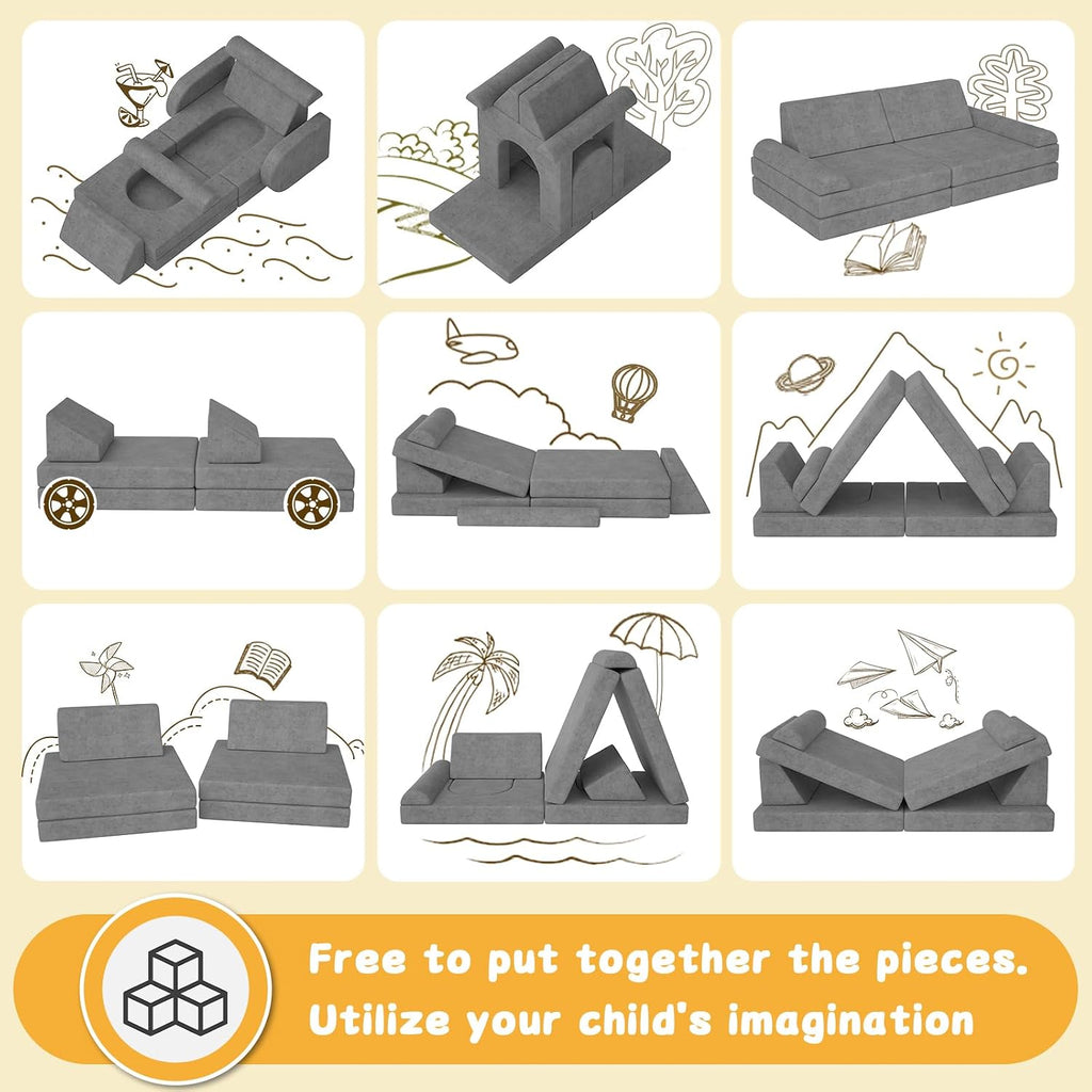 Toddler Couch, Piece Modular Kids Play Couch for Playroom