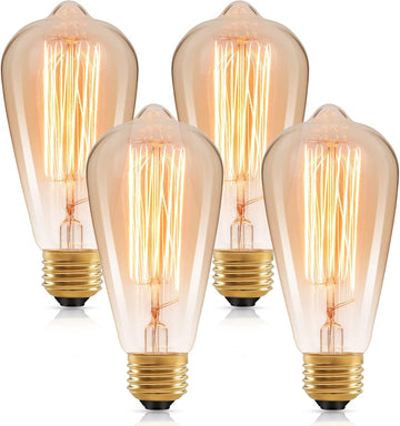 60 Watt Incandescent Edison Light Bulbs, Vintage Dimmable E26 Bulbs, ST64 2200K Warm White Antique 260LM E26 Medium