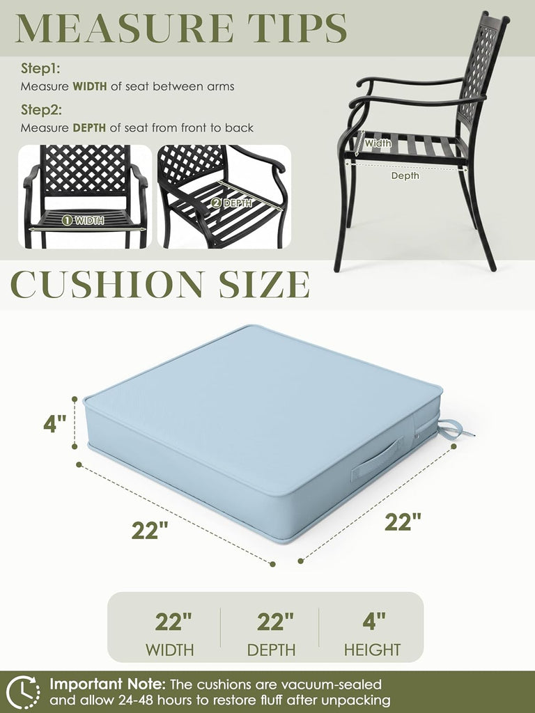 Outdoor Chair Cushions Patio Funiture Chair Seat Cushion 22 L X 22 W X 4 H Waterproof & Fade Resistant Square Sofa
