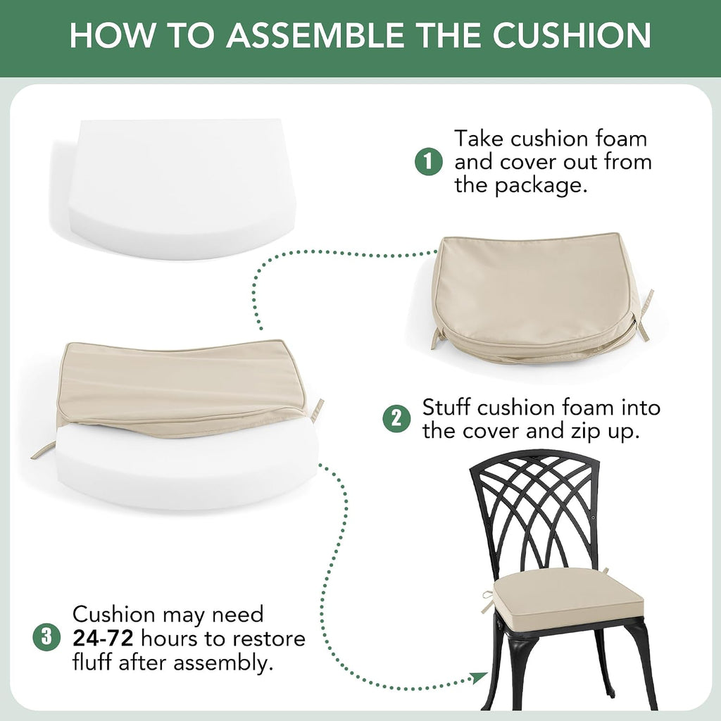 Outdoor Chair Cushions Set of 4: Waterproof & Fade Resistant Patio Furniture Cushions - 17 x 16 x 2 Inch Non Slip