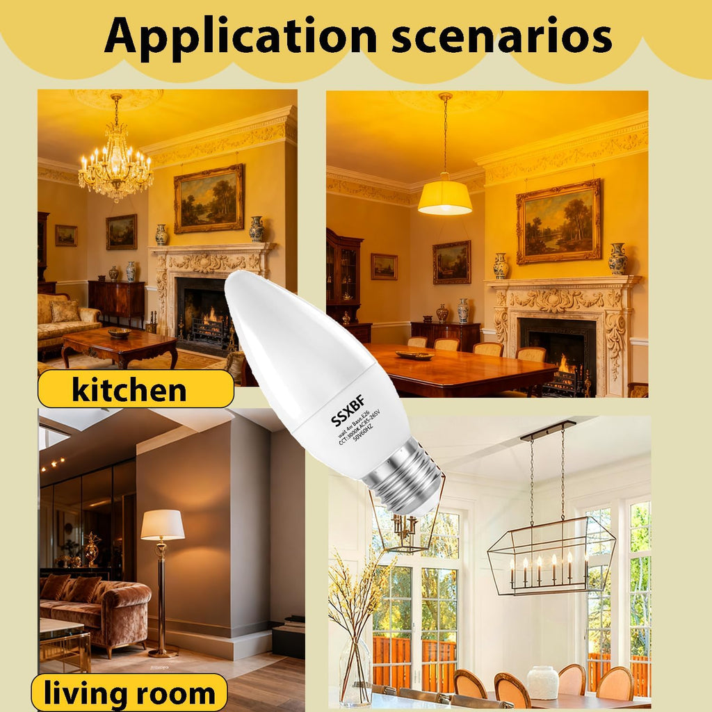 E26 LED Candelabra Light Bulbs 40W Equivalent, Warm White 3000K 400 Lumen Chandelier Bulbs,AC85-240V 4W B11 Candle