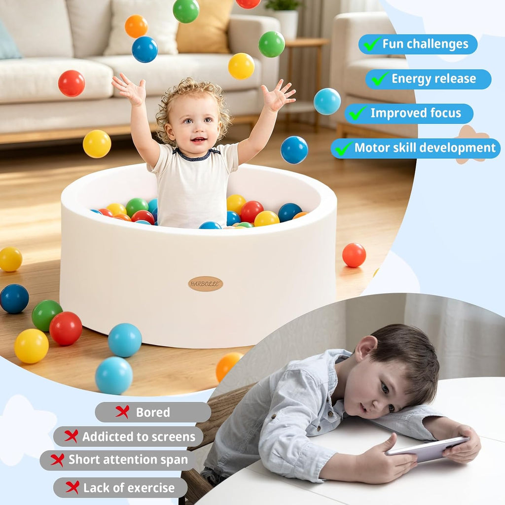 Baby Foam Ball Pit 27.6" for Toddlers, White