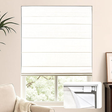 No Tools No Drill Cordless Roman Shades for Windows, Blackout Thermal Insulated UV Blocking Window Blinds