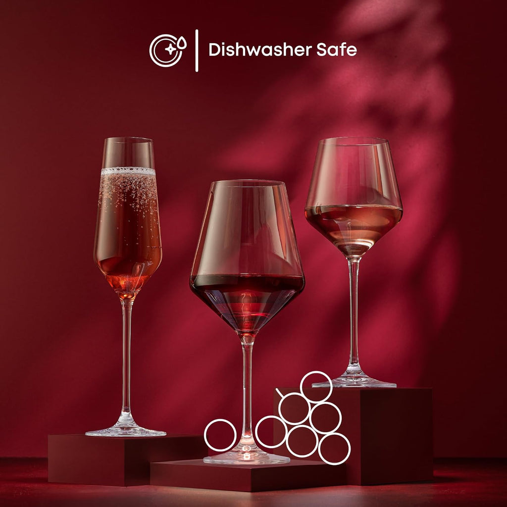 Champagne Glasses Layla Collection, Set of 4 - 6.7 oz Elegant Crystal Stemmed Champagne Flutes for Prosecco