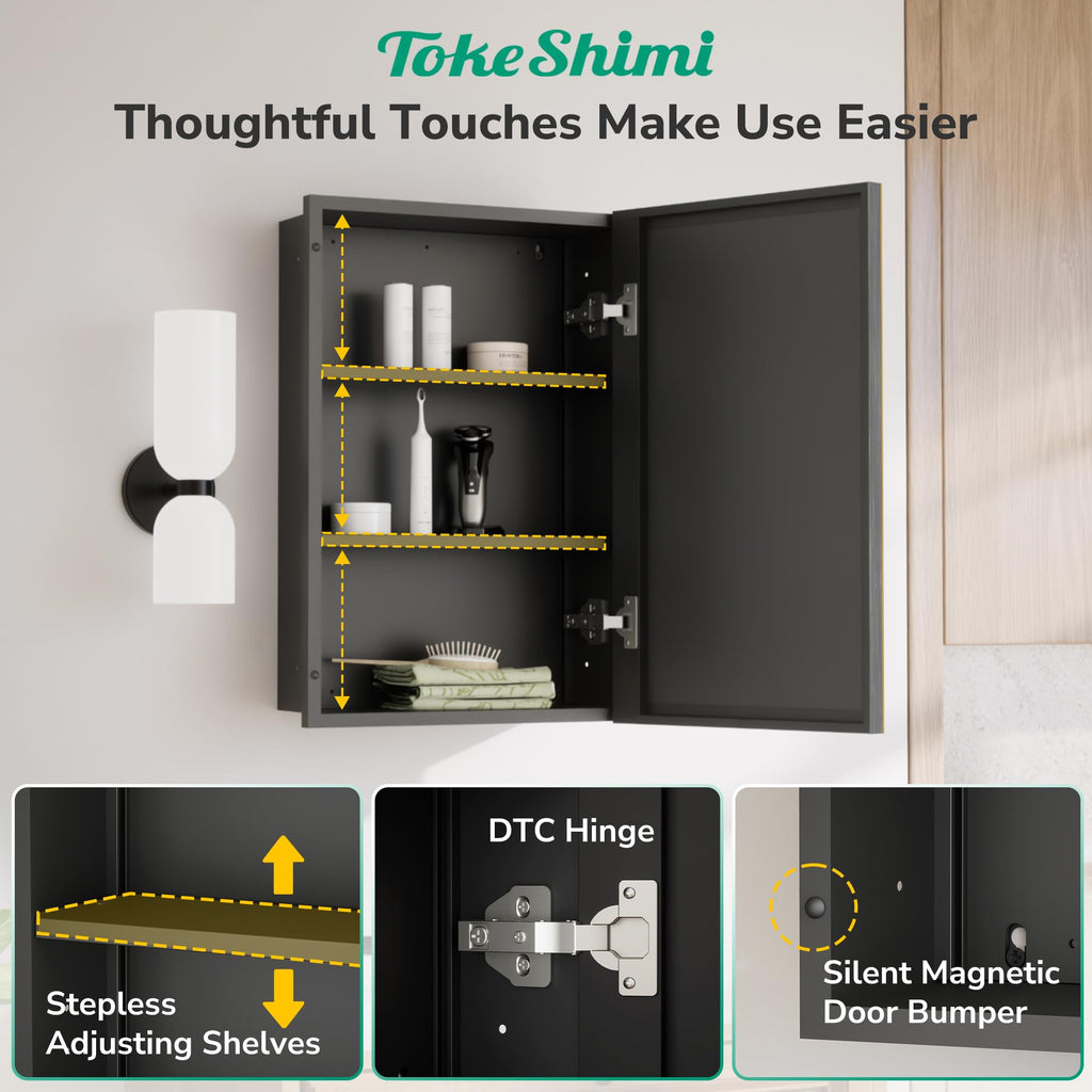 24 x 30 Recessed Medicine Cabinet with Mirror, Oil Rubbed Bronze