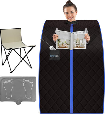 SereneLife Compact & Portable Infrared Steam Sauna, Personal Spa Style Sauna for at-Home Relaxation and Rejuvenation