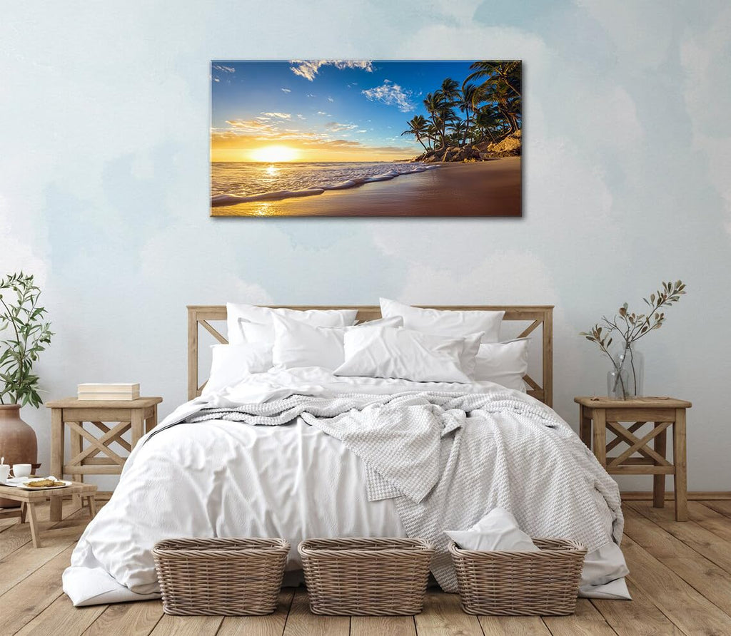 Beach Wall Art Sunset Pictures Ocean Seascape Theme Art Wall Pictures Coastal Landscape Paintings Modern Cloud Canvas