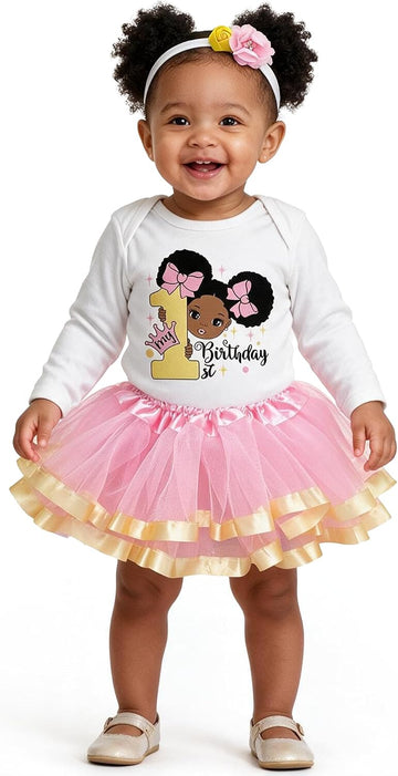 & Lulu First Birthday Outfit Girl Gracie Theme - Baby Girl 1st Birthday Outfit with Pink Tutu & Headband
