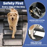 Dog Steps for Car, Truck, SUV, Dog Stairs for Car with Upgraded Non-Slip Surface, Foldable Dog Ramp for Car