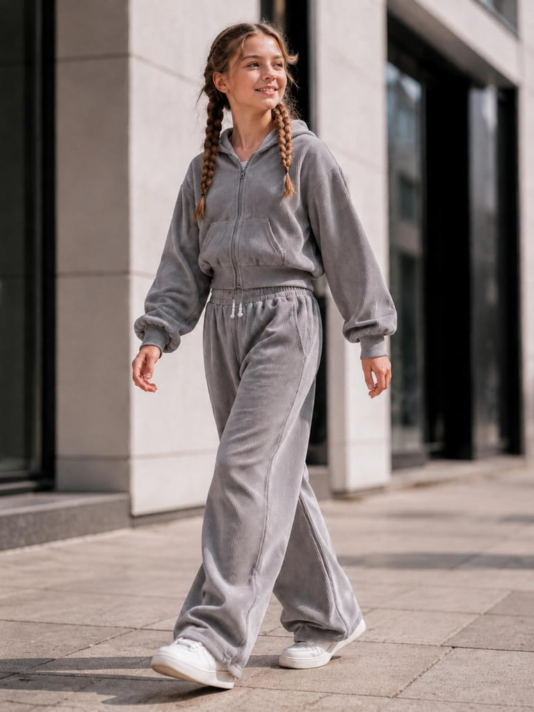 Girls 2 Piece Tracksuit Set Trendy Fall Winter Casual Outfits for Kids Teens Old