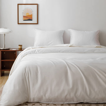 Egyptian Cotton Duvet Cover Sateen Weave, Silky Soft and Breathable Bedding Set with Zipper Closure, Long