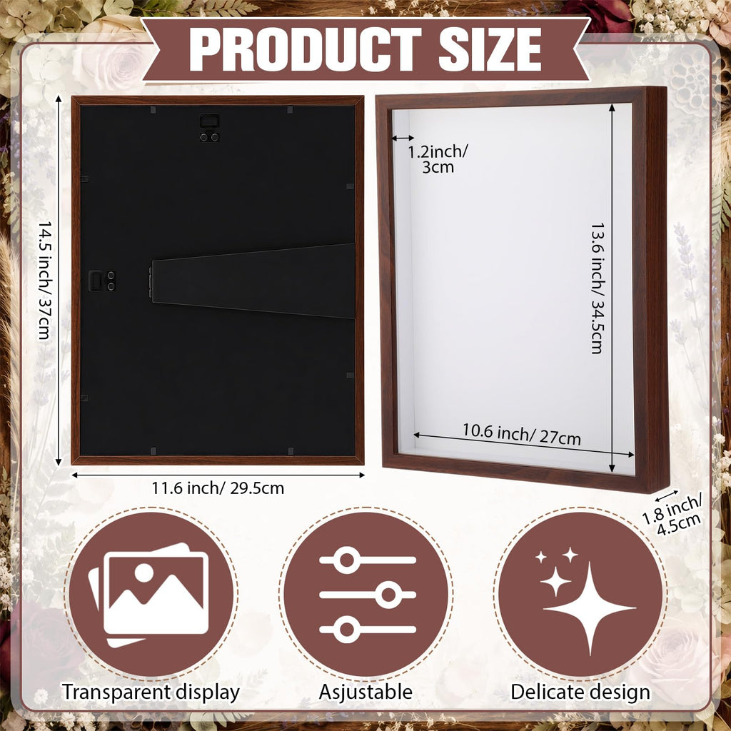 16 Pack 11.6x14.5 Inch Shadow Box Frames Display Cases Bulk, Walnut