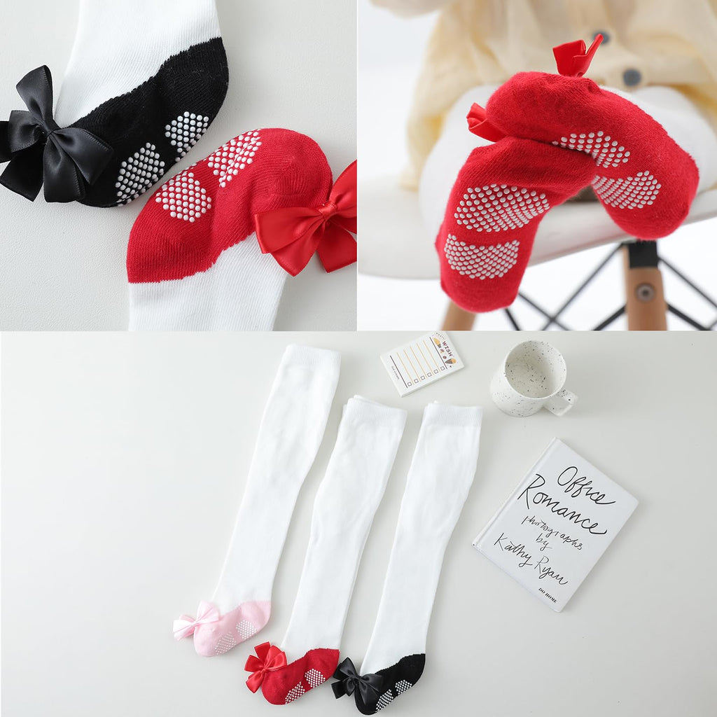 Baby Tights with Shoes Newborn Girl Seamless Non Slip/Skid Leggings Organic Cotton Tights with Bow Footed Pants