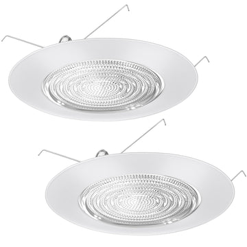 2 Pcs 6'' Shower Trim for Recessed Light Cover,White