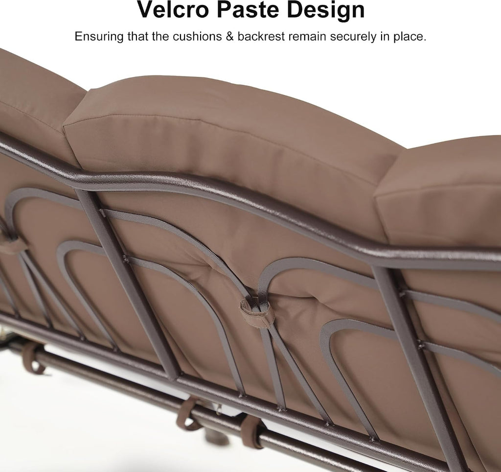 Patio Swing 2-Seat with Canopy and Stand Aluminum, Beige | Thick Cushions with Removable Covers, Integrated Cup
