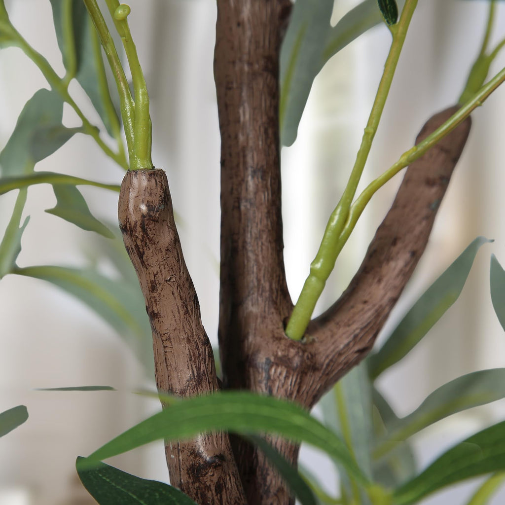7FT Artificial Olive Tree, Tall Faux Olive Trees 84in Outdoor Fake Potted Silk Plant with Trunk and Realistic 1048