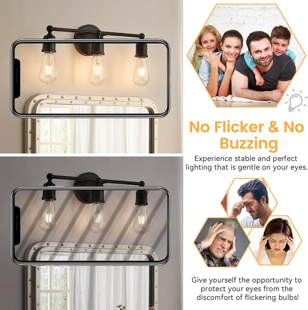 6-Pack Dimmable LED Light Bulbs 60W Equivalent, Vintage Edison Light Bulbs, 2700K Warm White ST58 7W LED Bulb Super