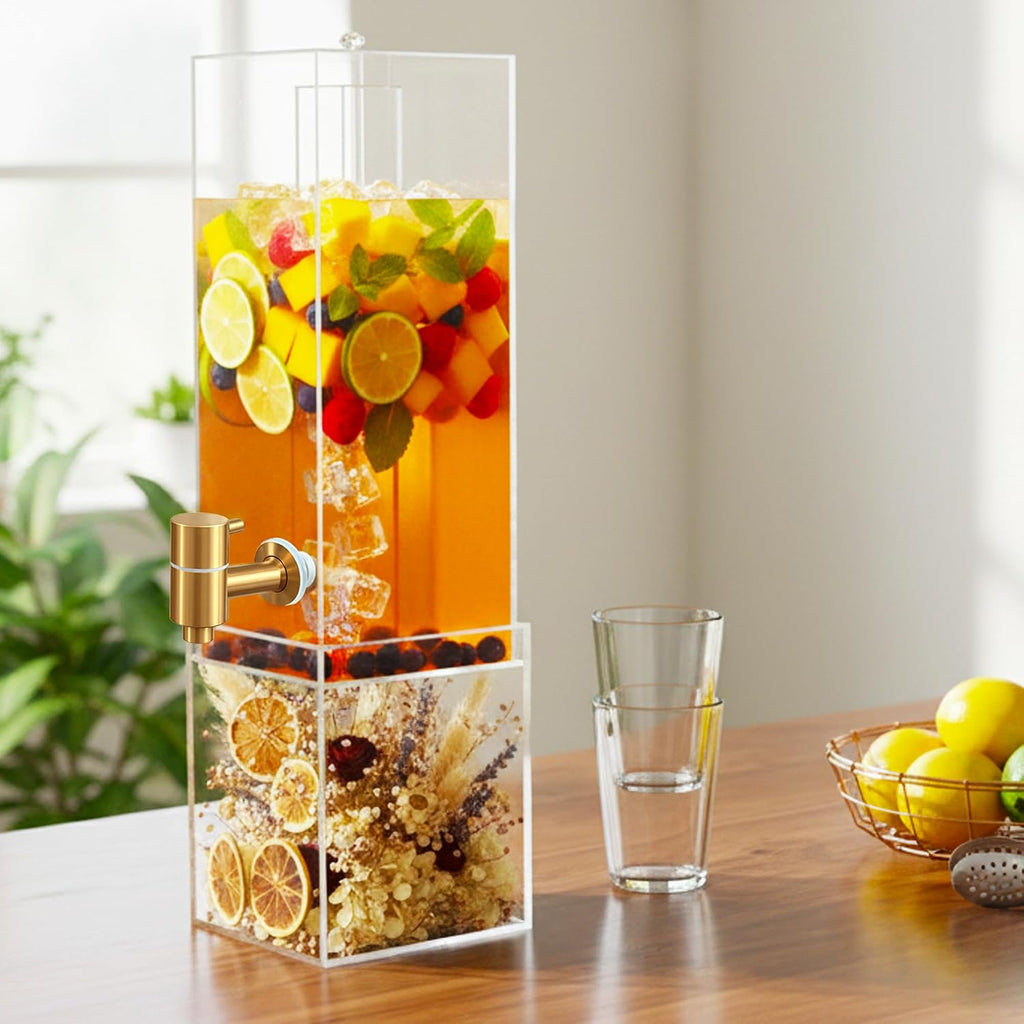 2 Gallon Drink Dispenser for Parties, Beverage Dispenser with Airtight Valve, Large Water Drink Dispenser, Water