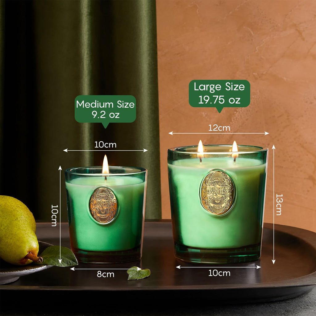Large Two-Wick Soy Holiday Candle | Evergreen Pine & Emerald Green | 19.8 oz, 120H Burn Time | Luxury Scented Candle