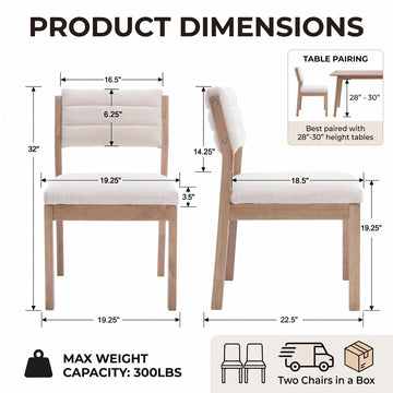Linen Dining Chairs Set of 4, Comfortable Upholstered Kitchen Chairs with Wood Legs, Mid Century Modern Kitchen Chair