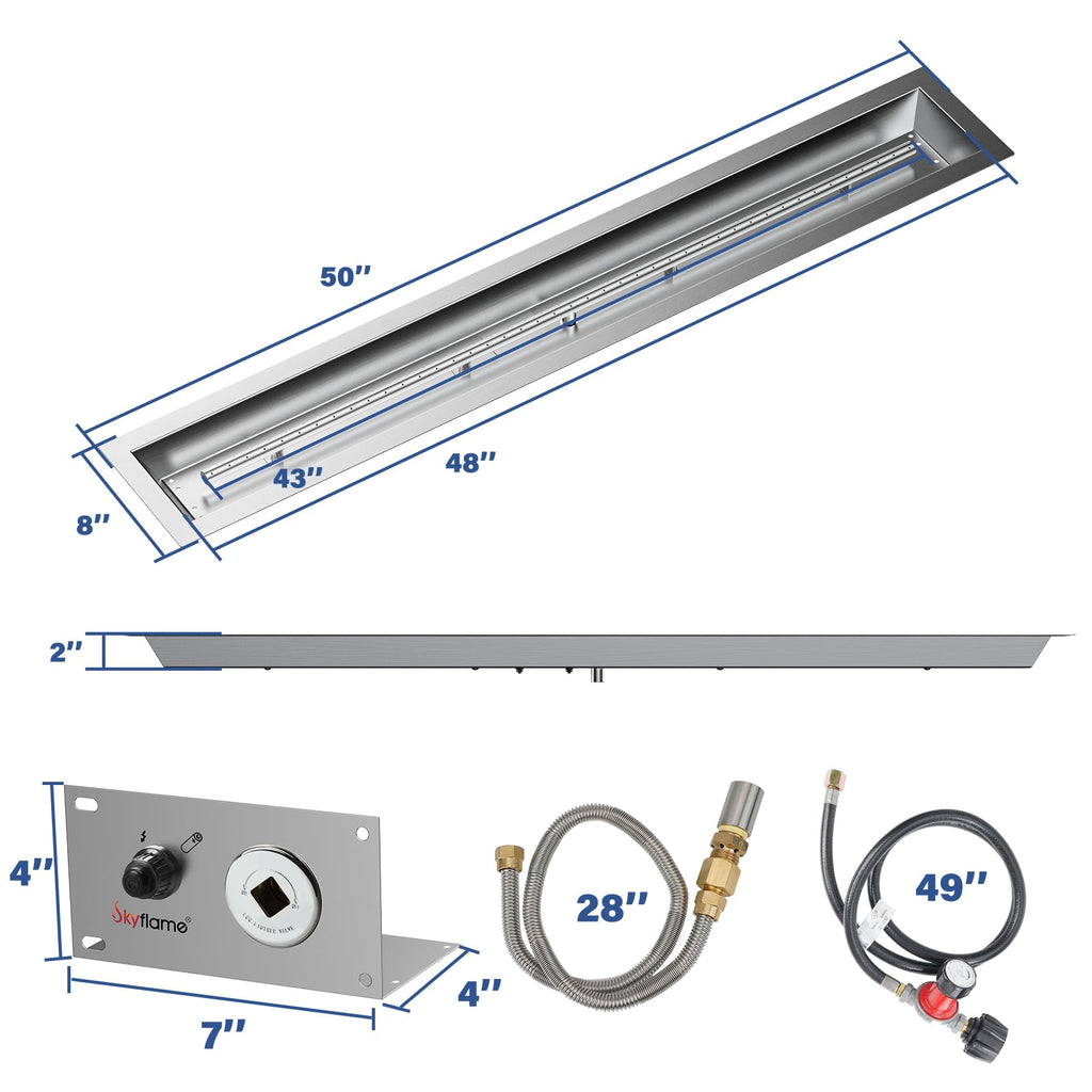 48 x 6 Inch Stainless Steel Fire Pit Pan Kit