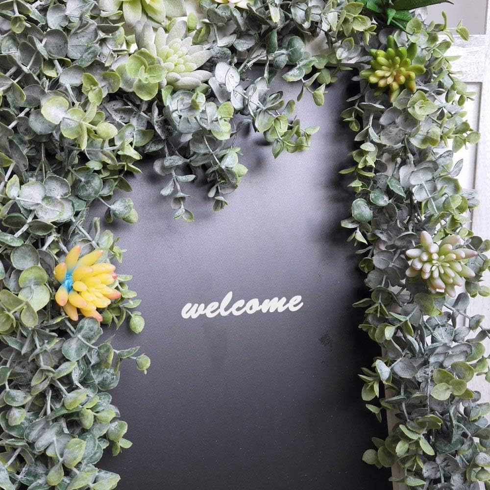 5.9' Long Faux Silver Dollar Eucalyptus Leaves Greenery Artificial Garland in Grey Green for Wedding Arch Swag