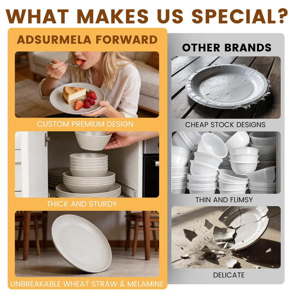Melamine Bamboo Fiber Dinnerware Sets 18 Piece, Service for 6, White