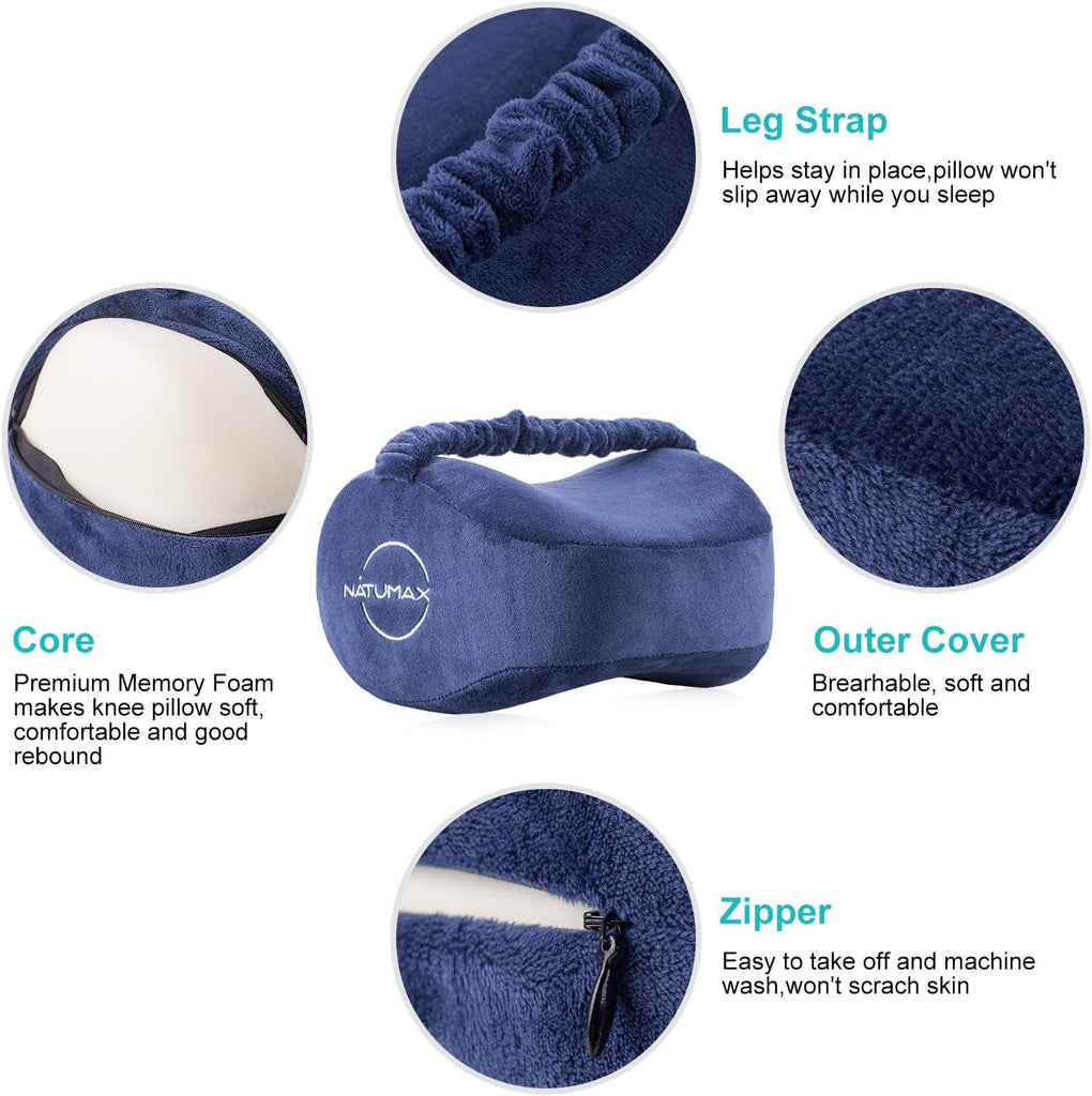 Knee Pillow for Side Sleepers - Sciatica Pain Relief - Back Pain, Leg Pain, Pregnancy, Hip and Joint Pain Memory Foam
