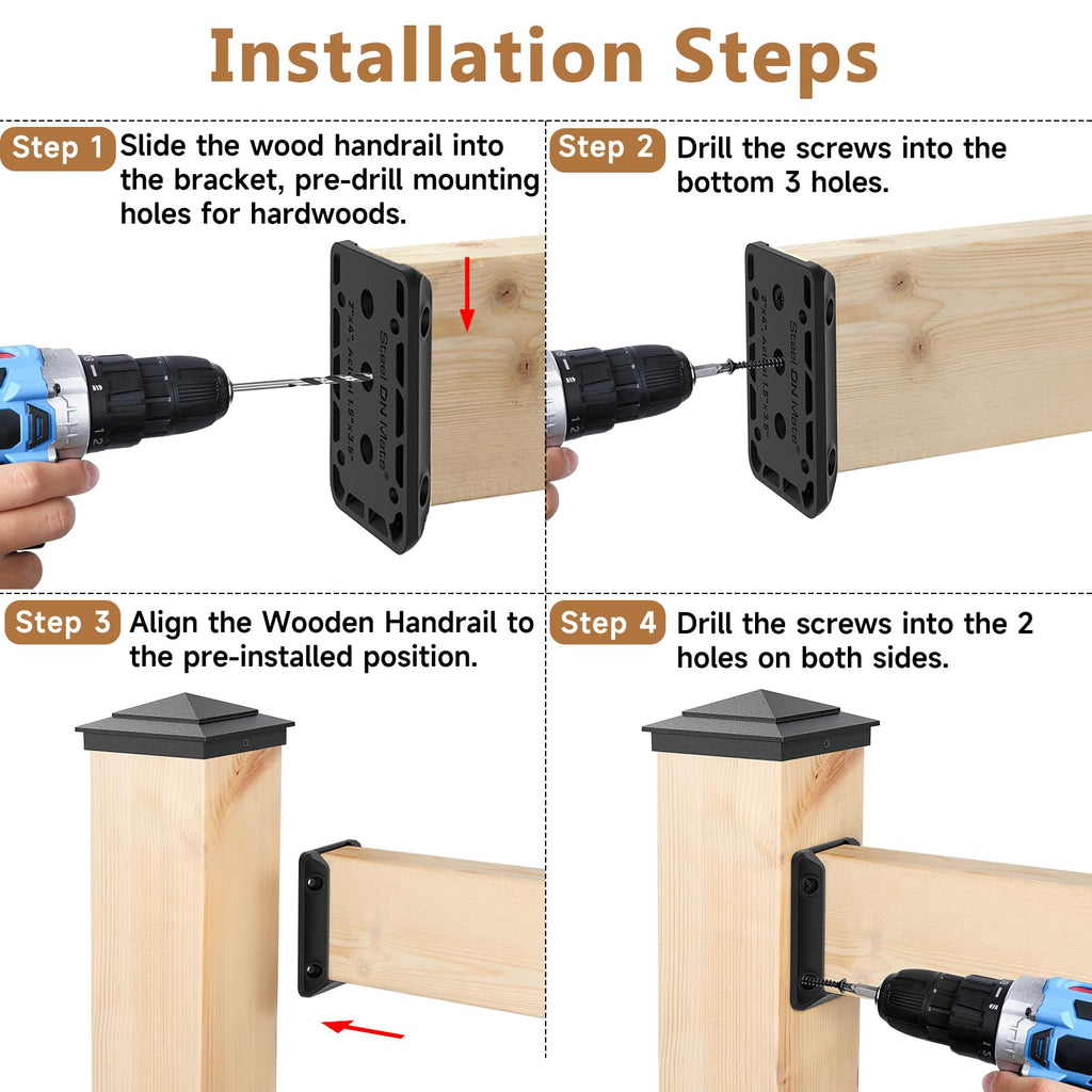 DN Mate 40 Pack Deck Railing Brackets for 2x4 (Actual 1.5x3.5) Handrail