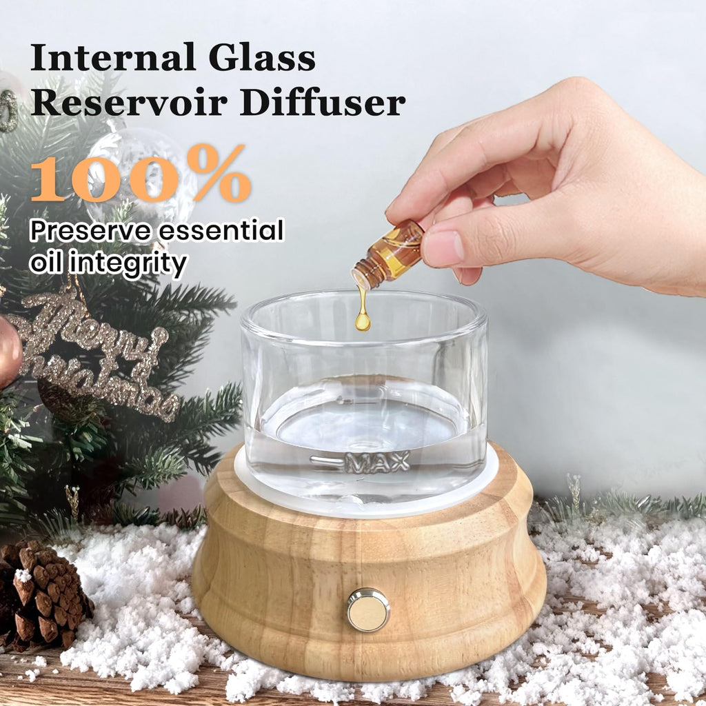 80ML Glass Essential Oil Diffuser with Glass Reservoir & Wood Base, Small Ultrasonic Aroma Diffusers with Auto-Off 7