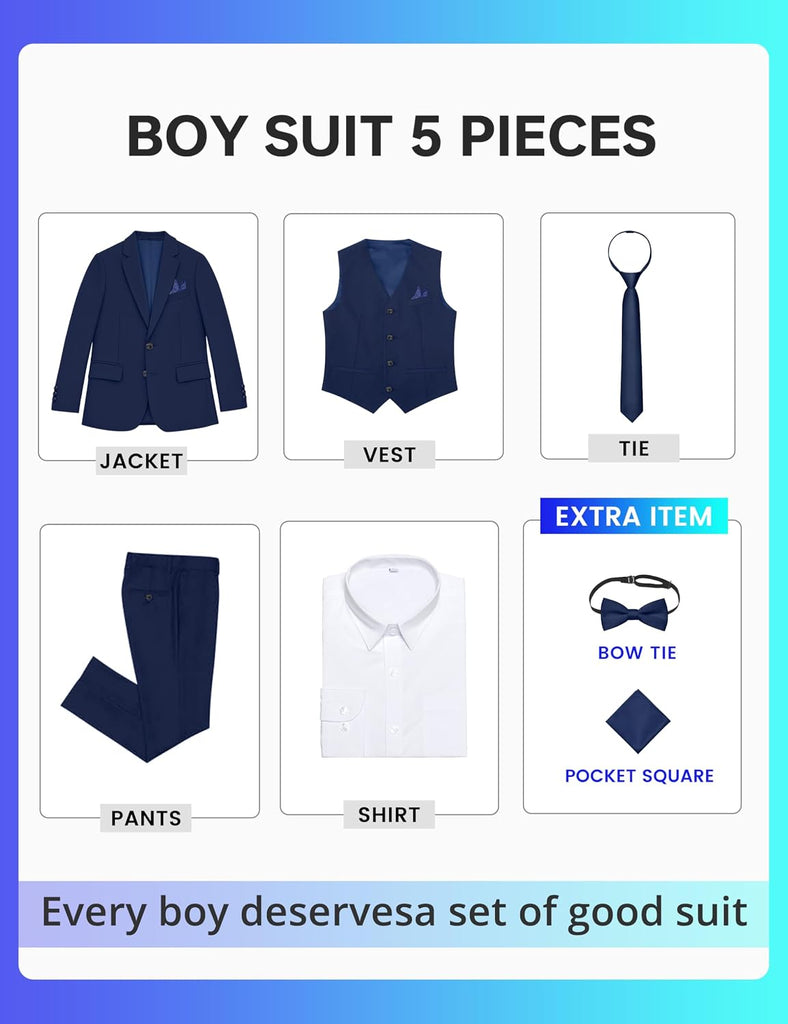 Boys Suit Set with Adjustable Waist | Available in 3 Fits: Slim, Regular, Husky