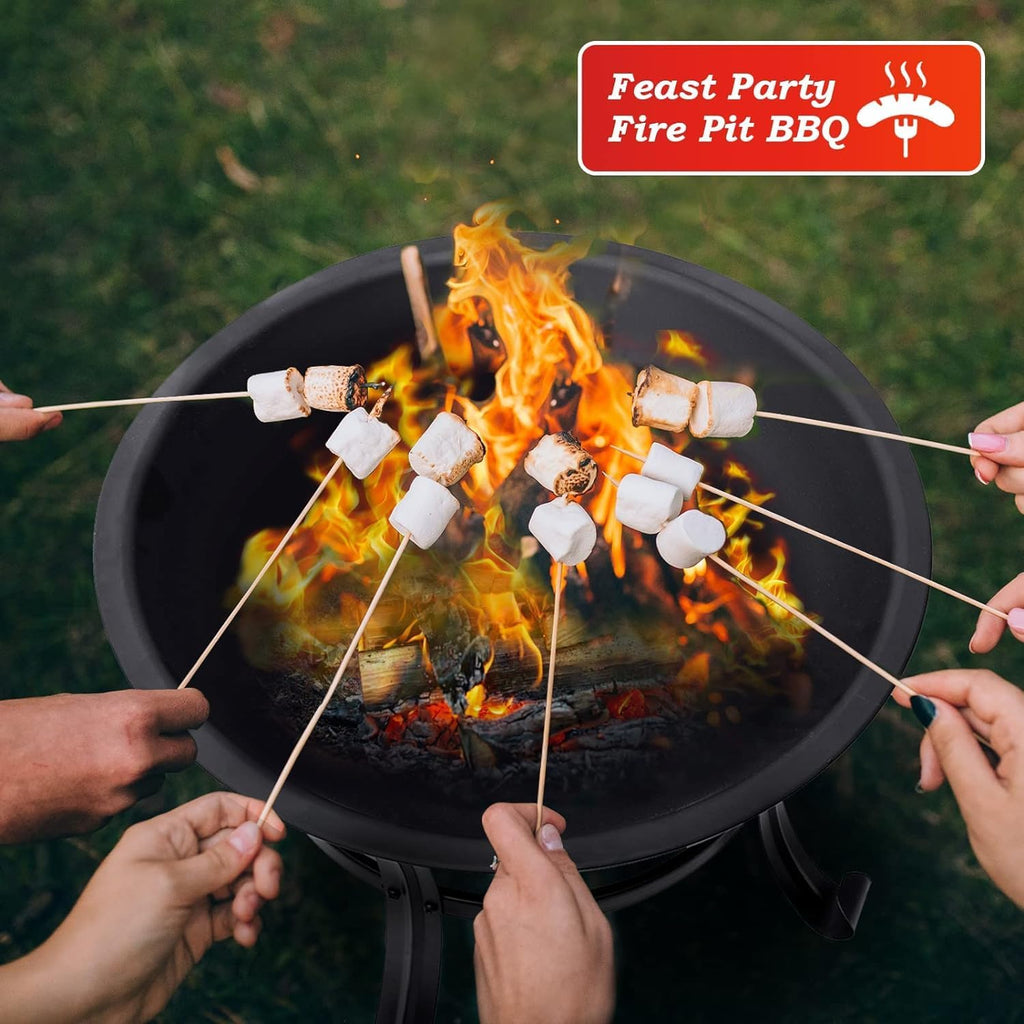 22 inch Fire Pit for Outside Outdoor Wood Burning Small Bonfire Pit Steel Firepit Bowl