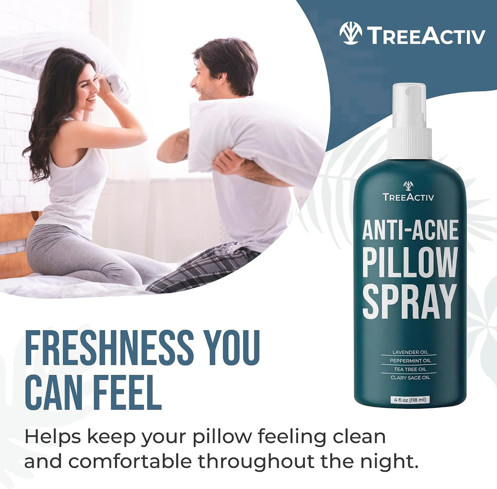 Anti-Acne Pillow Spray, 4 fl oz, Lavender Sleep Spray, Pure Essential Oil Air Freshener, Pillow Linen Spray - Set of 4