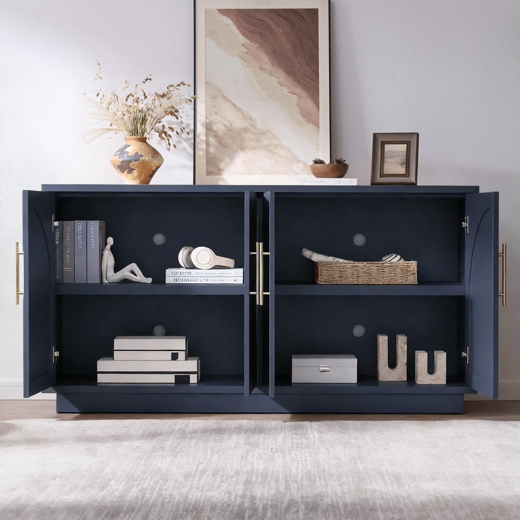 Buffet Cabinet with Storage, 59'' Modern Arched Sideboard Cabinet w/Adjustable Shelves, Wood Media TV Console Table