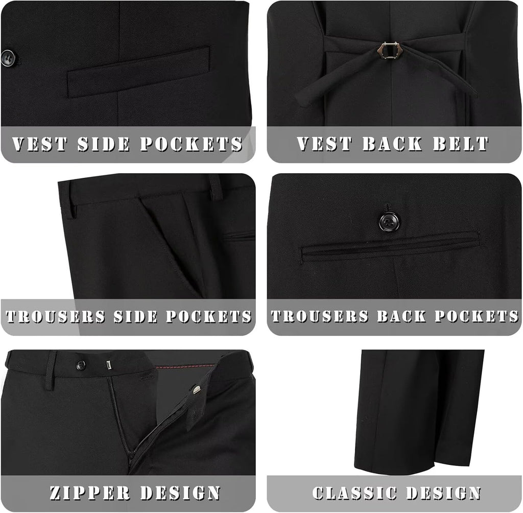 Boys' 5 Piece Formal Suit Kids Dress Tuxedo Vest Pants Suits for Boy 2