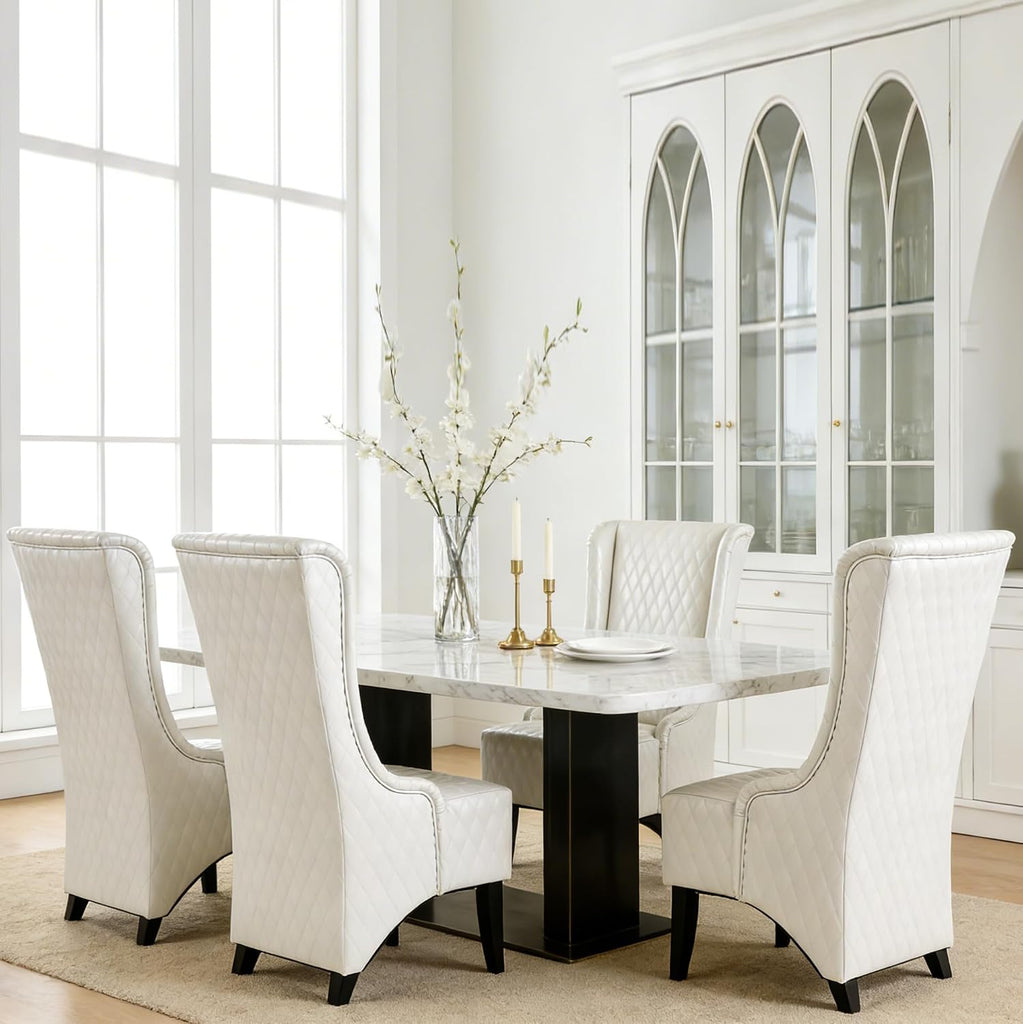 High Back Dining Chair Upholstered Wing Back Dining Chairs King Throne Royal Chair, Retro Accent Dinner Chairs