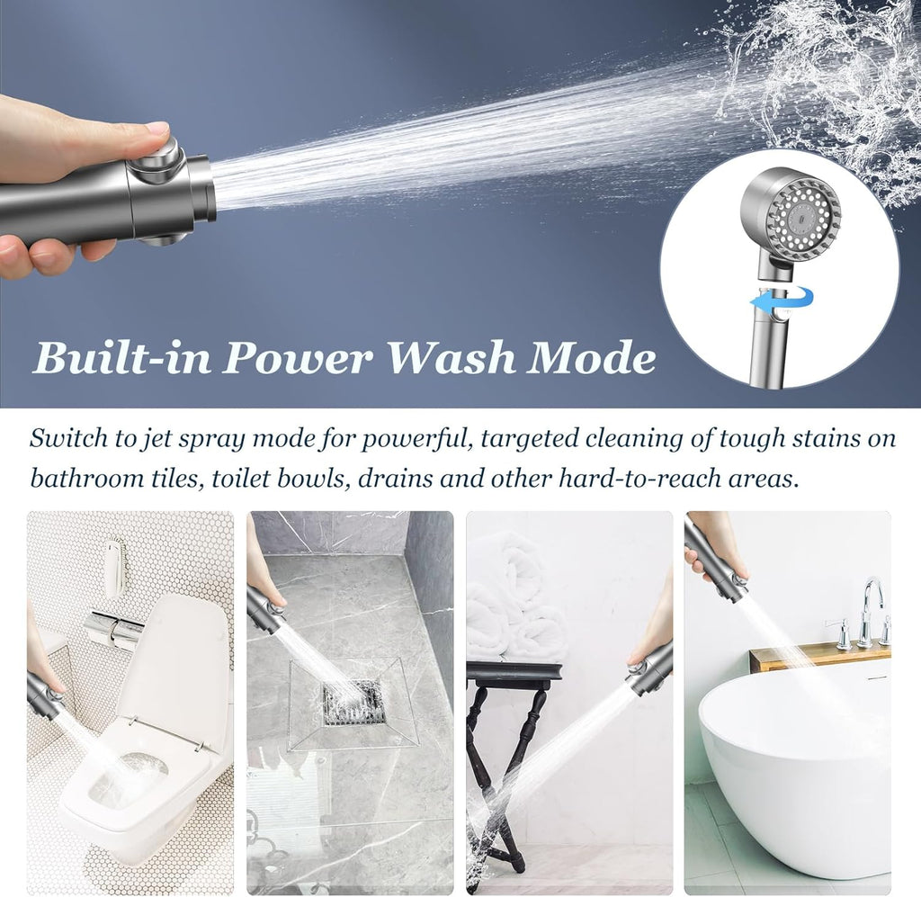 Filtered Shower Head with Handheld, High Pressure 4 Spray Showerhead with Filters & Upgraded Anti-clog Nozzles for