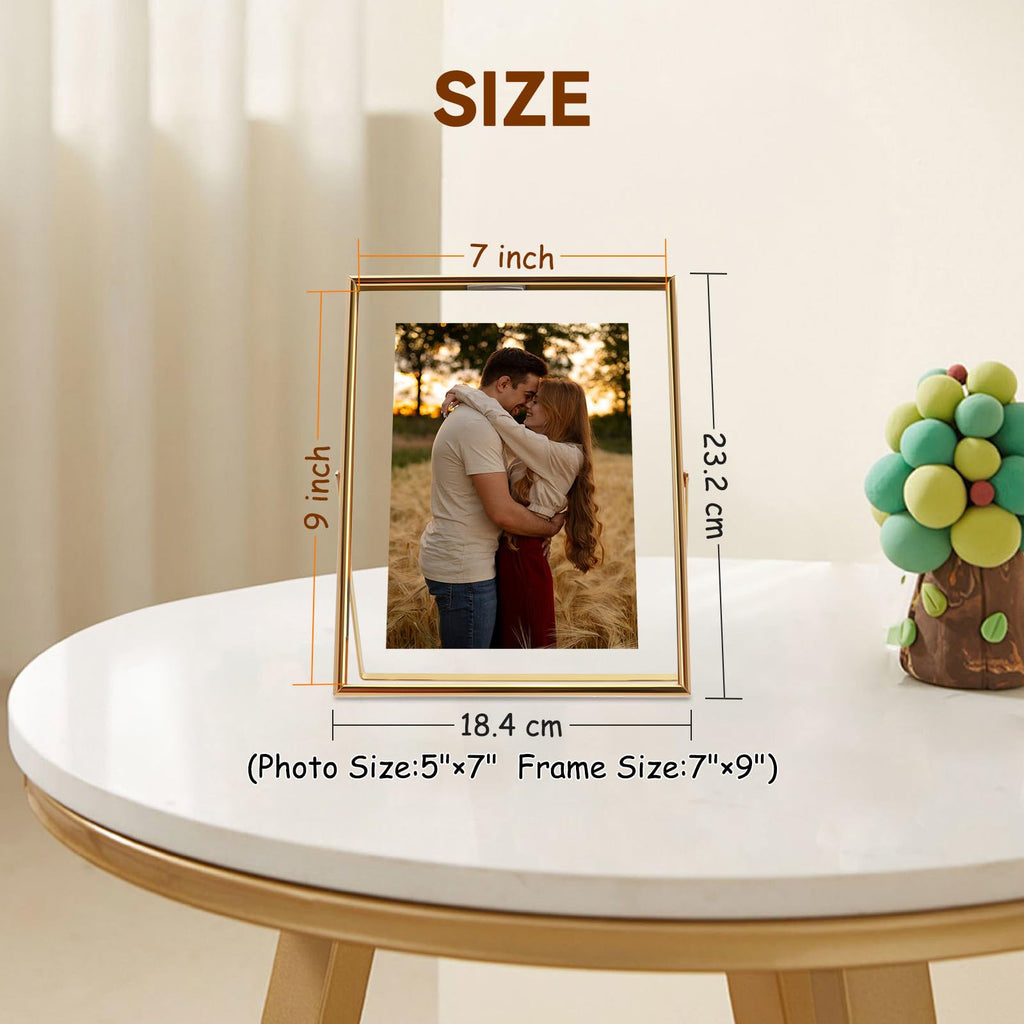 Gold Floating Frame, 7×9 in, Portrait, For Picture 6x8, 5x7