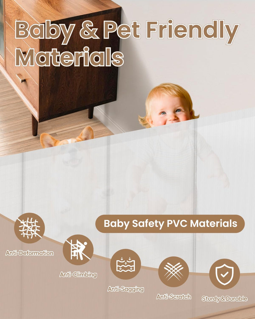 Baby Gate Mesh, 71" Wide 34" Tall Retractable Mesh Baby Gates