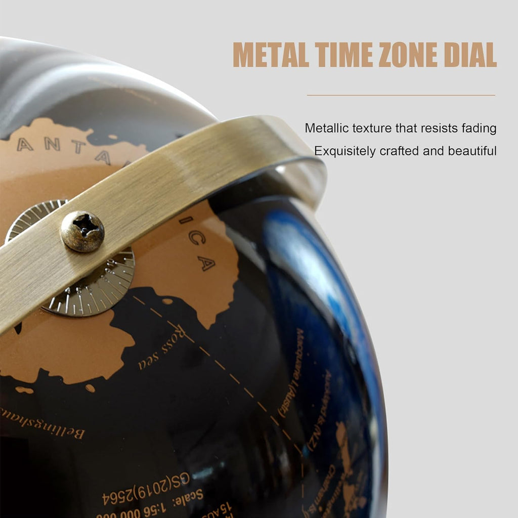 720° Rotation Light Luxury World Globe, Metal Stand, 10.6'' (L)
