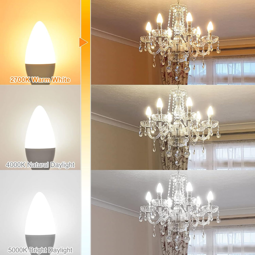 E12 LED Candelabra Light Bulbs 60W Equivalent Warm White 2700K
