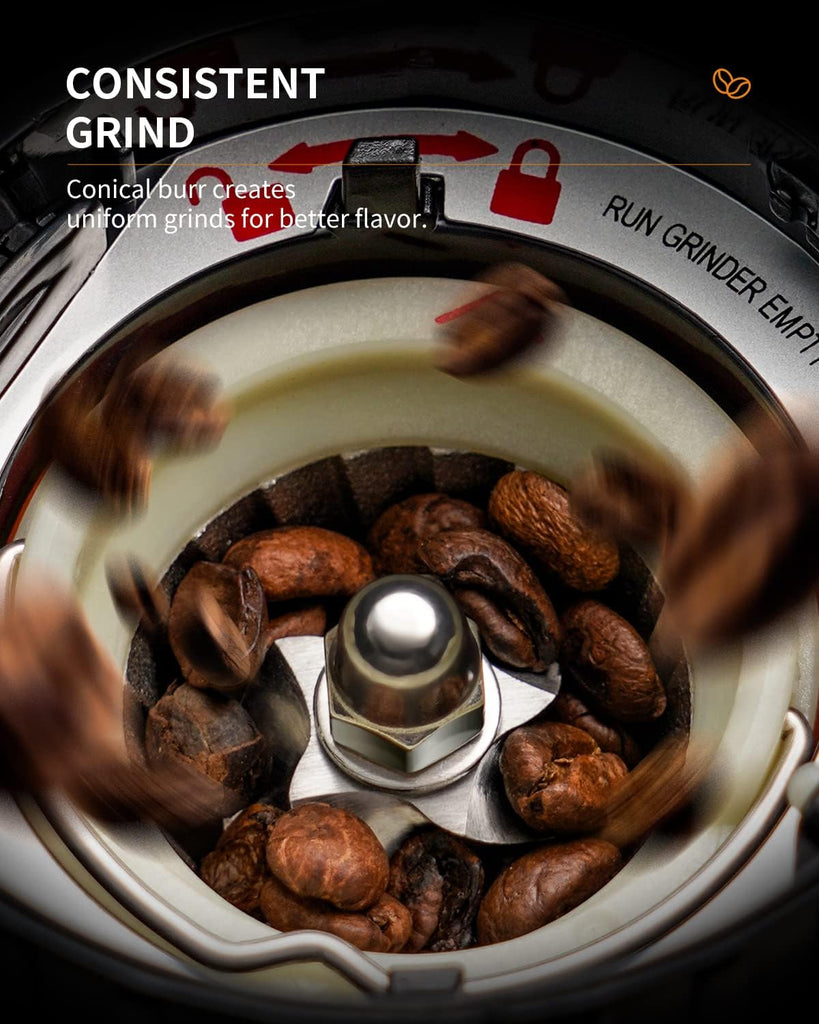 Professional Conical Burr Coffee Grinder, Coffee Bean Grinder with 48 Grind Settings for Espresso, Drip & French