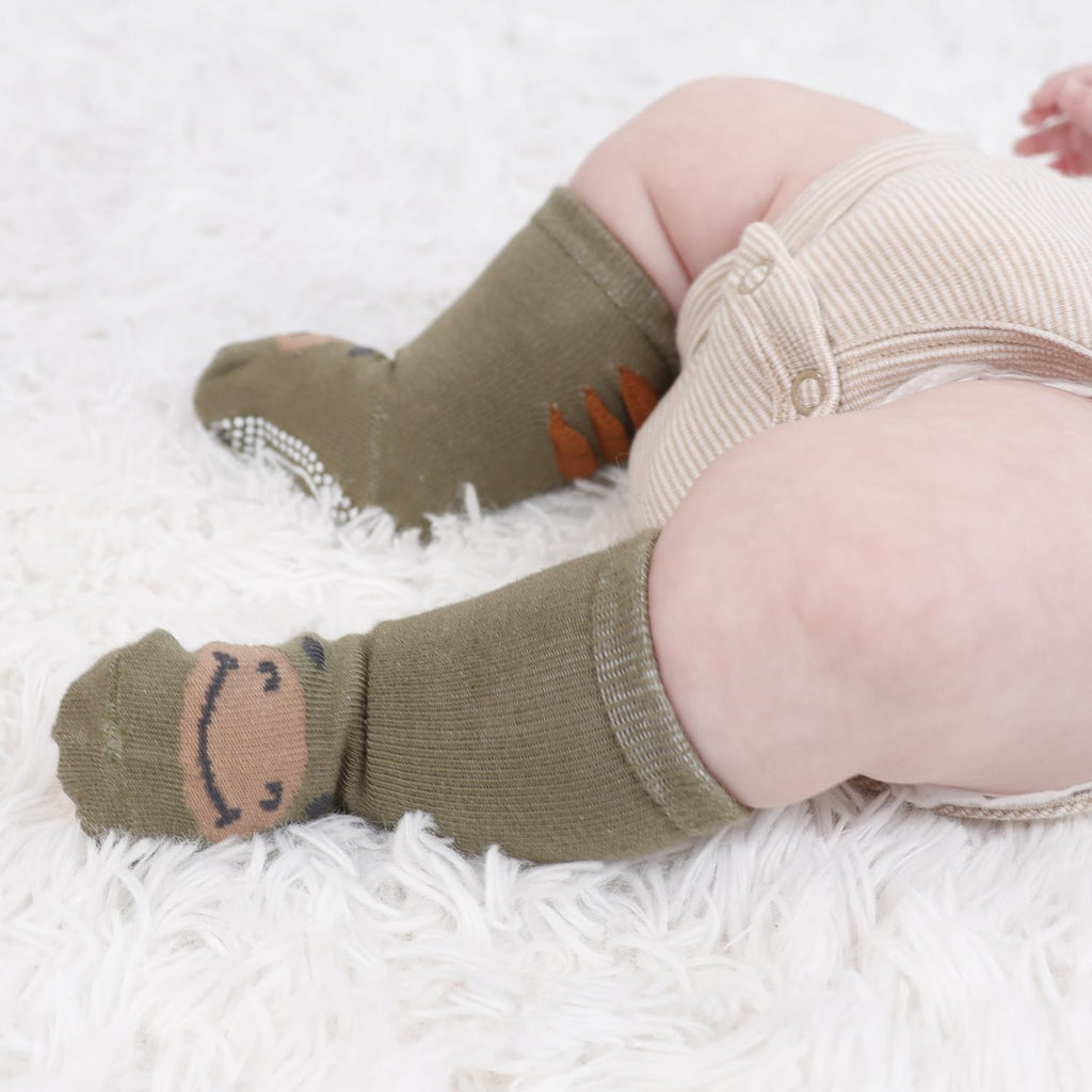 Organic Baby Unisex Socks Set of Non-Slip Grip Soft Cotton & Toddler Socks - Neutral