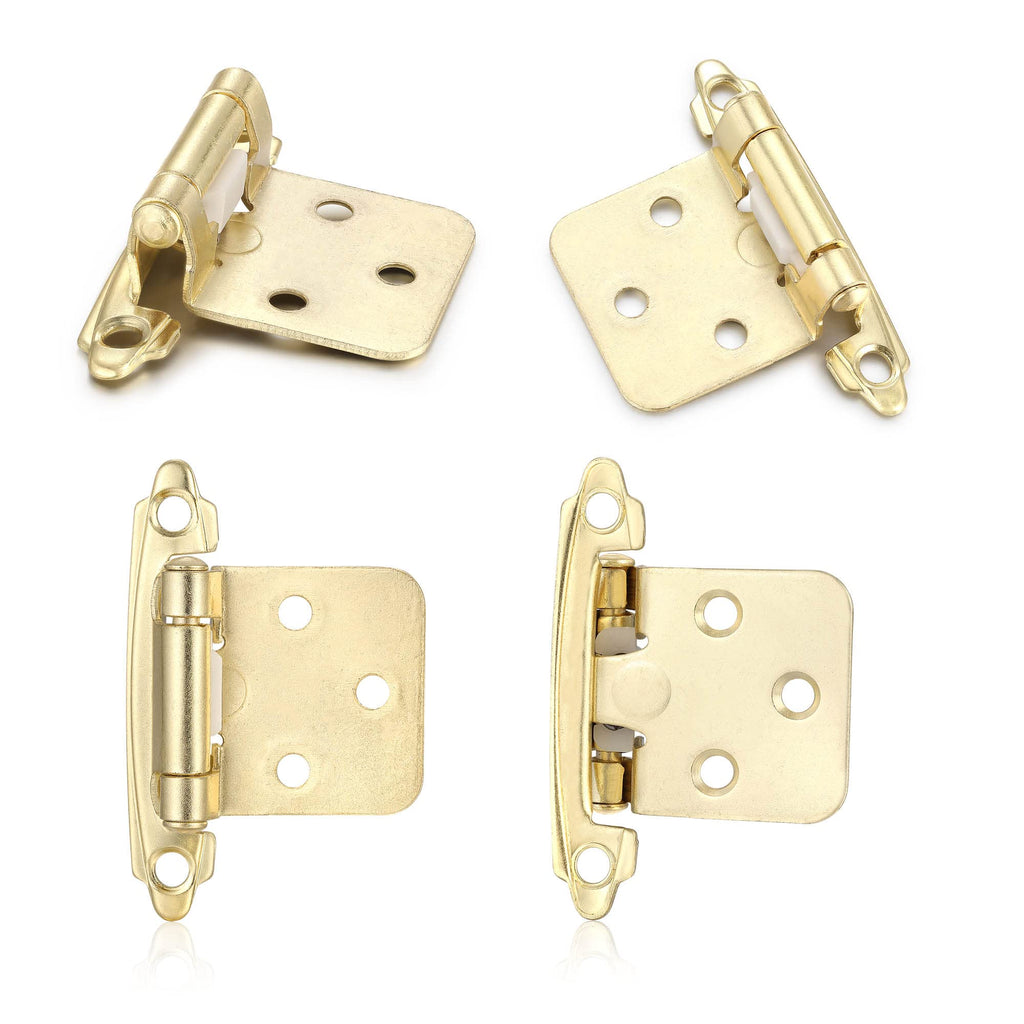 Gold Cabinet Hinges, 1/2" Overlay, 4 Pack