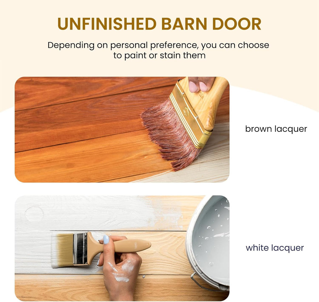 36in x 80in Sliding Barn Door with 6.6ft Barn Door Hardware Kit Included, Unfinished Solid Spruce Wo
