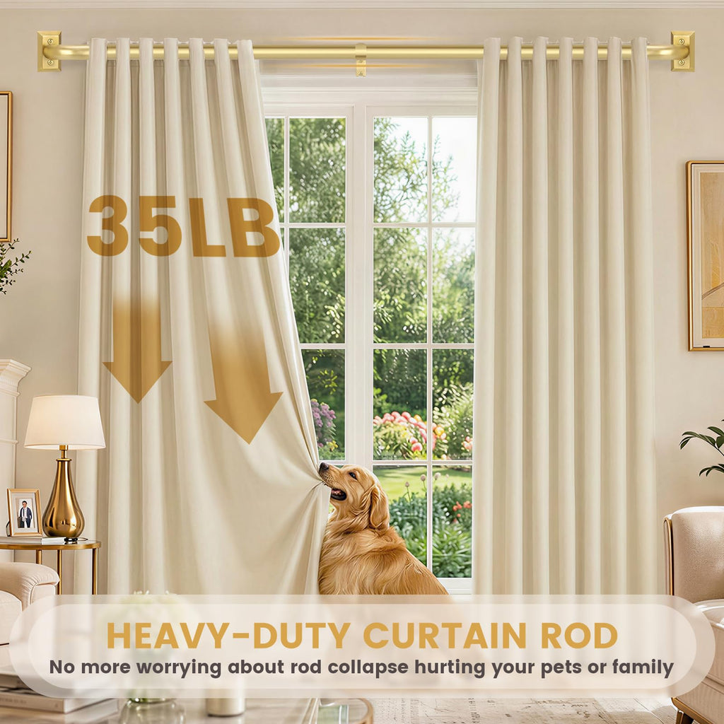 Wrap Around Blackout Curtain Rods, 1" Heavy Duty 28-60", Brushed Gold