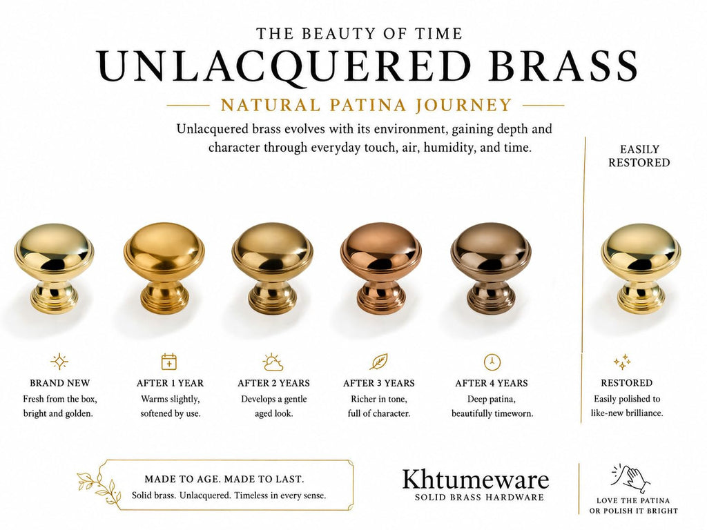 Handmade 100% Solid Real Brass Unlacquered Brass Cabinet Knobs