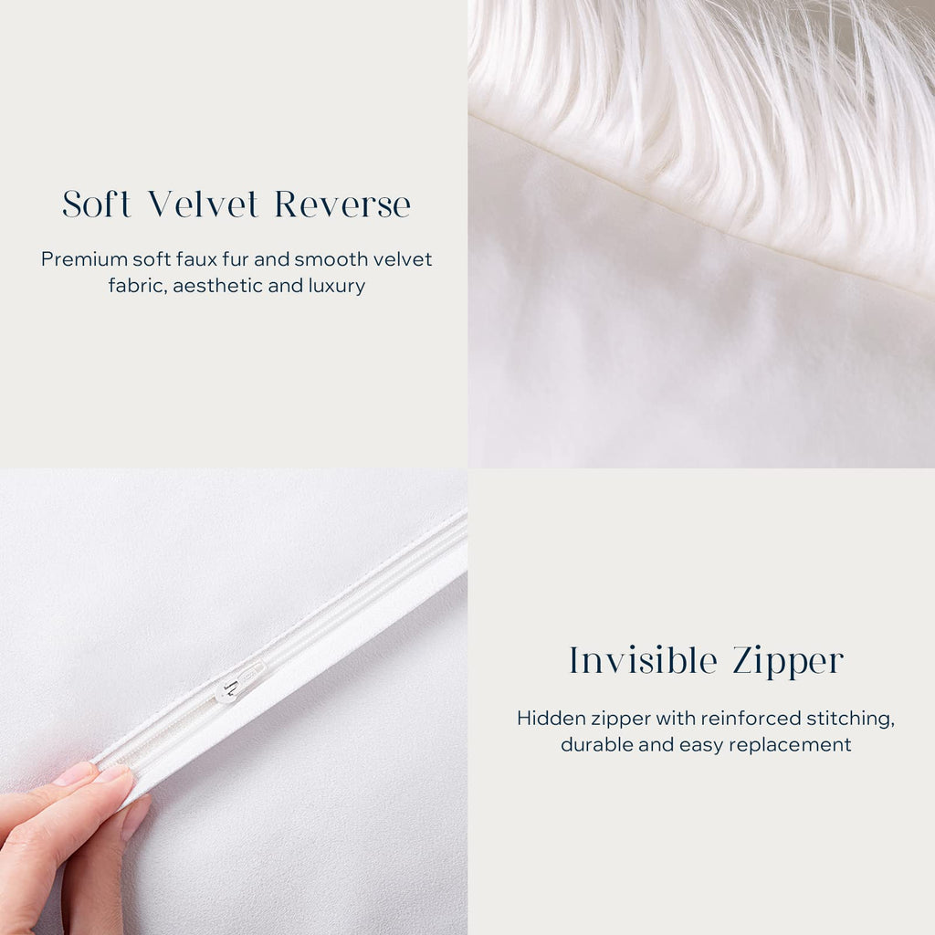 Pack of 2 Faux Fur Solid Throw Decorative Pillow Cover Cushion Covers Luxury Soft Decorative Pillowcase Fuzzy Pillow