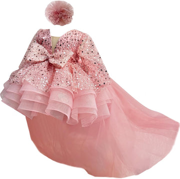 Baby Girl Pageant Dress Sequins Embroidered Lace Toddler Flower Dress